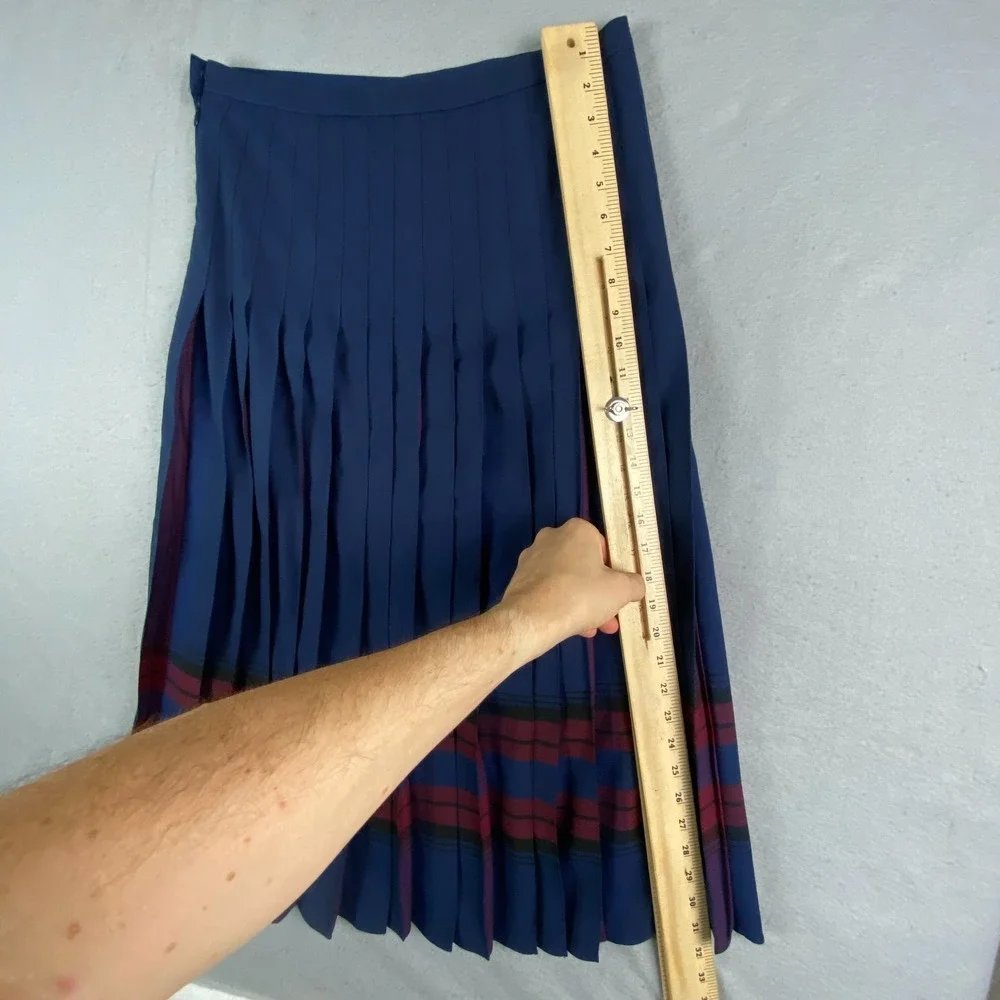 Brooks Brothers Womens Skirt Size 8 Contrast plaid Pleated Midi zip